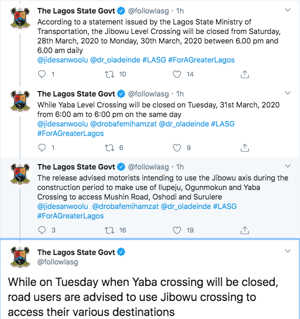 Yaba Jibowu Railway Crossing To Be Closed On Saturday - Lagos State Govt