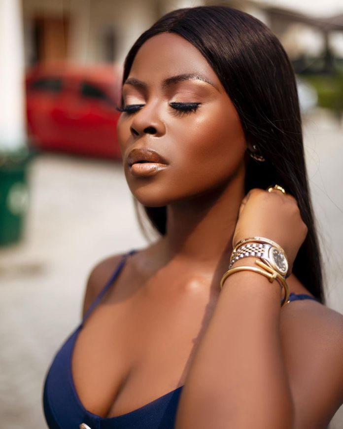 BBNaija Khloe Flaunts Her Hourglass Figure In This Blue Gown 1 bbnaija khloe