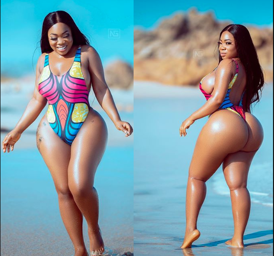 Meal Or Snack? Moesha Boduong Parade Curves In Colourful Bikini KOKOTV.NG