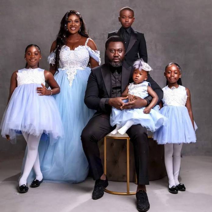 Mercy Johnson Okojie and family on 10th wedding anniversary