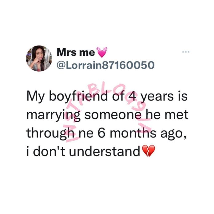 Lady Loses 4 Years Relationship To Mutual Friend