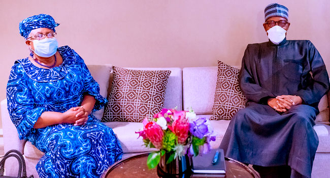 Buhari Meets WTO DG, Okonjo-Iweala In New York, Discusses Production Of Vaccine Ahead Of UN General Assembly 2