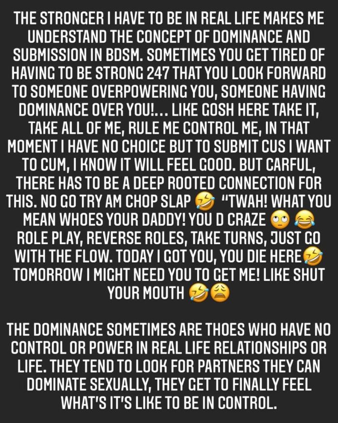 Sometimes You Look Forward To Some Overpowering You - Destiny Amaka Speaks On BDSM 2