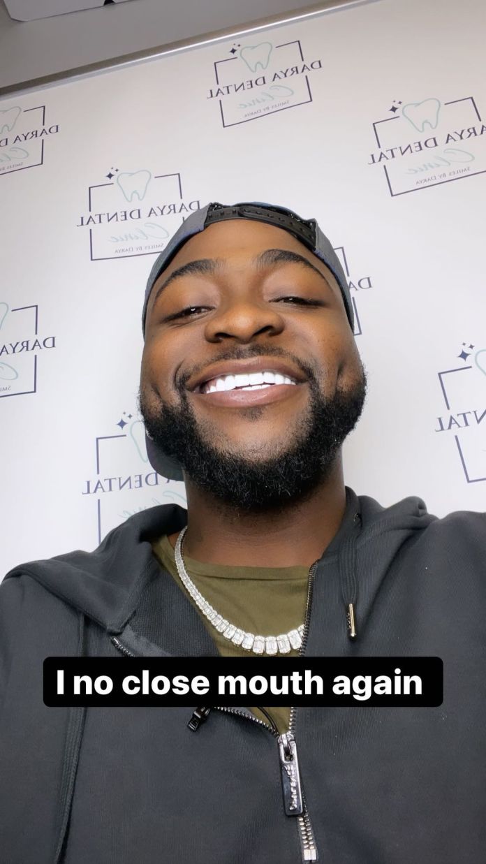 I No Close Mouth Again - Davido Says As He Shows off His Set Of Dentures 2