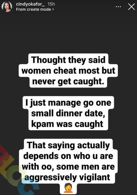 “Kpam Was Caught” - Cindy Okafor Cries Out After Lover Caught Her On A Dinner Date With Another Man 3