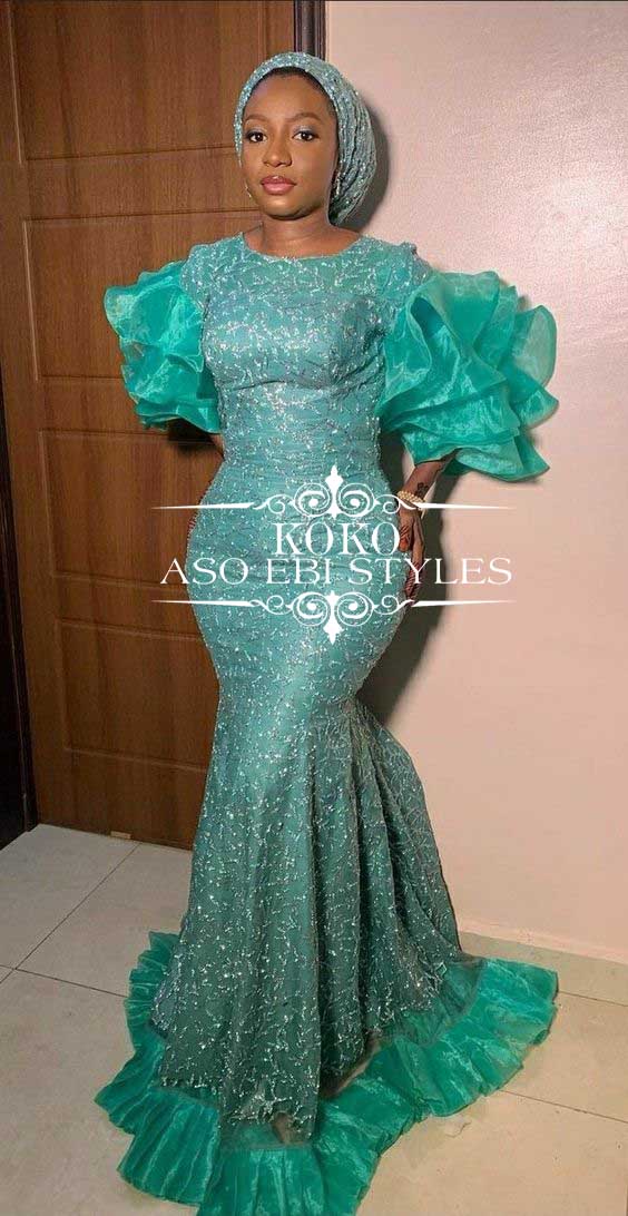 Mint green aso ebi