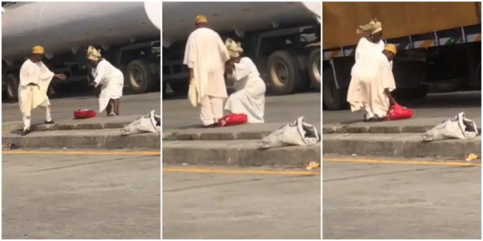 Old Man, Wife Displaying Love On Main Road (Video)