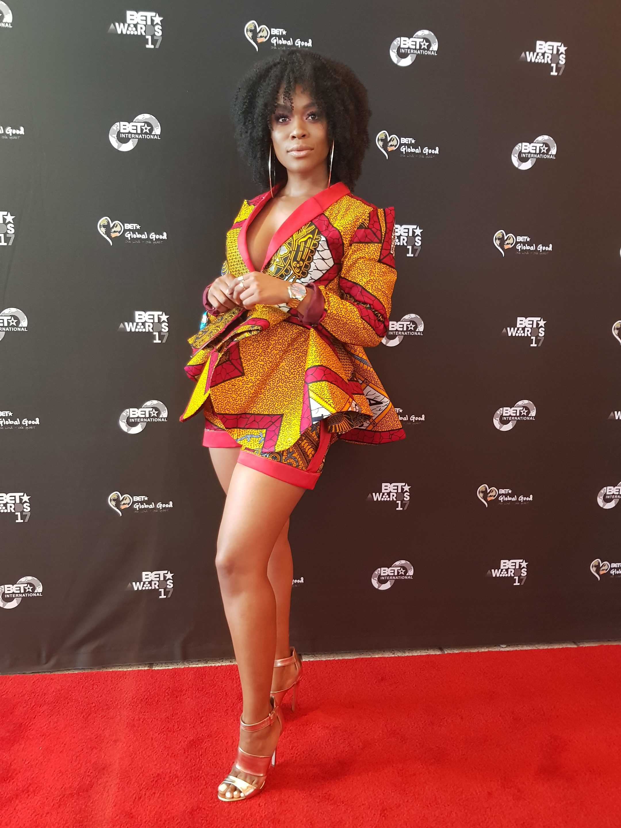 Slayer! Diva Nomzamo Mbatha Fabulous In African Print Pant Suit At Awards Nominees Party